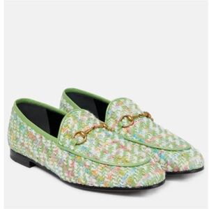 New Gucci Jordaan Multicolour Tweed Women's Loafers